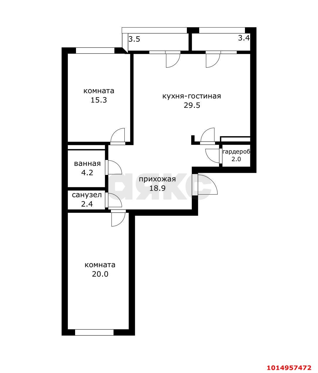 Фото №16: 3-комнатная квартира 99 м² - Краснодар, Фестивальный, ул. Яна Полуяна, 43