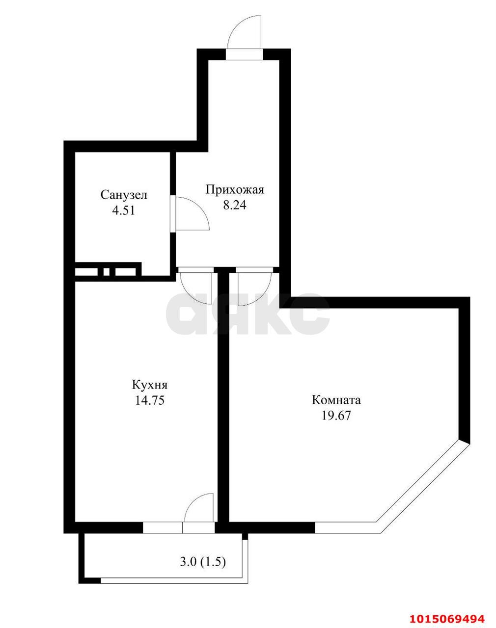 Фото №16: 1-комнатная квартира 49 м² - Краснодар, Фестивальный, ул. Гаражная, 79/1
