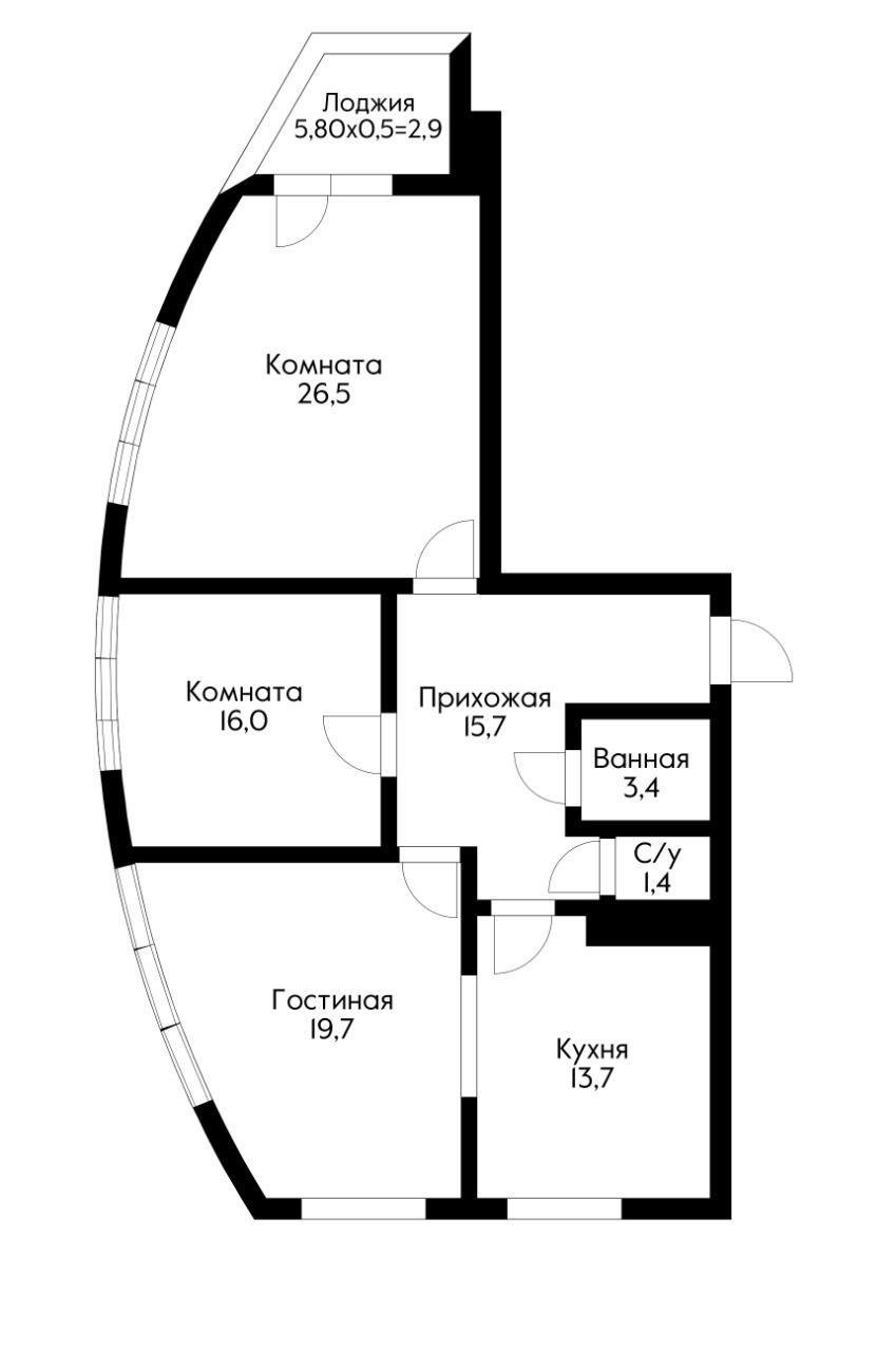 Фото №5: 3-комнатная квартира 103 м² - Краснодар, ЖК Маршал, Западный внутригородской округ, Фестивальный, мкр. жилой комплекс Маршал, ул. Гаражная, 87