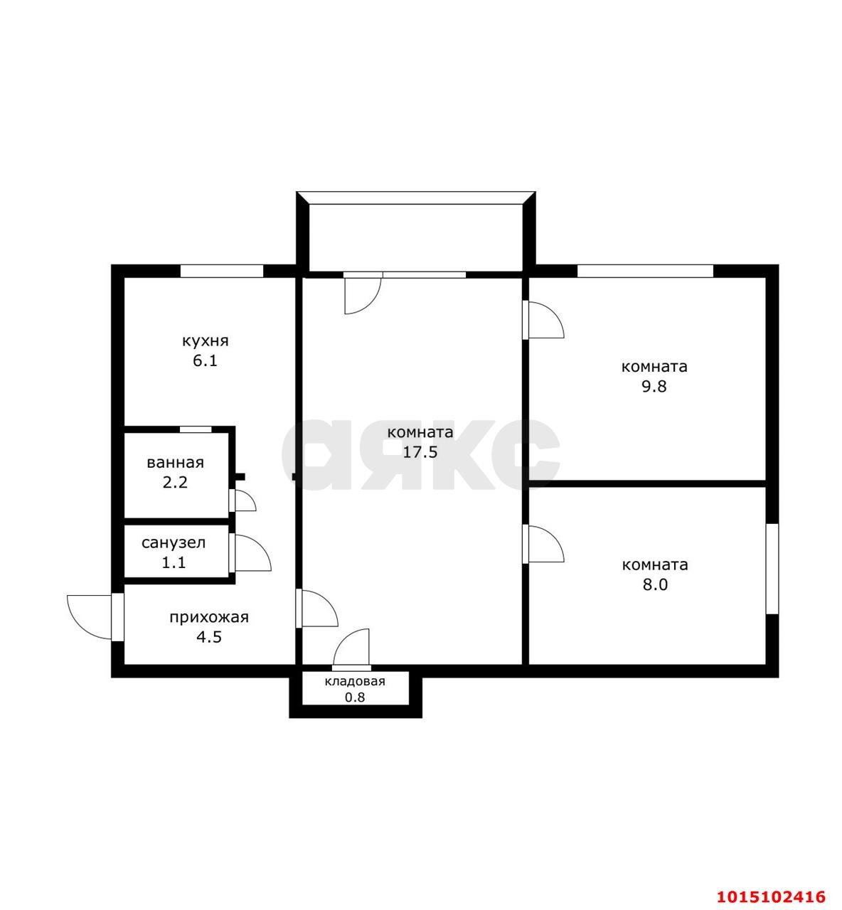 Фото №13: 3-комнатная квартира 54 м² - Краснодар, Черёмушки, ул. Айвазовского, 114