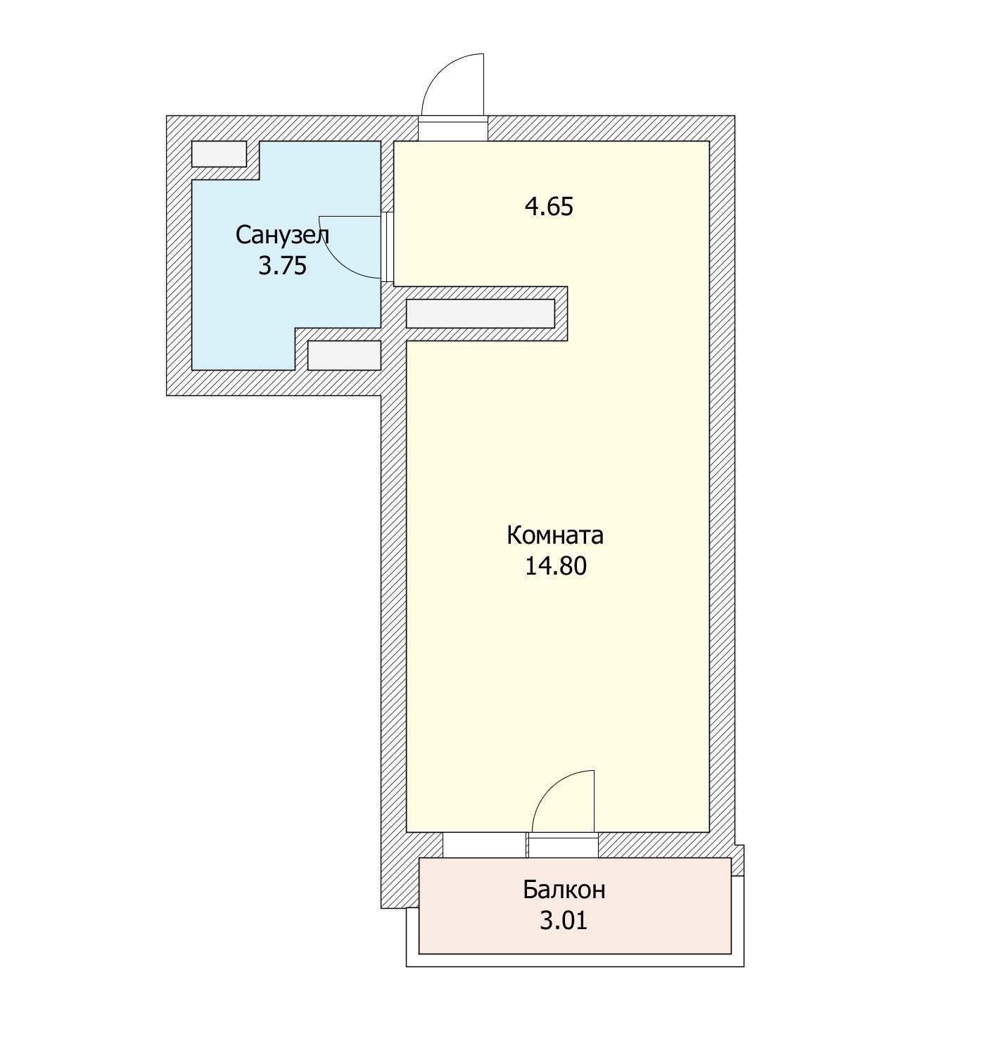 Фото №8: Студия 23 м² - Краснодар, жилой комплекс Видный, Россинского, мкр. Прикубанский внутригородской округ, ул. Командорская, 3к2