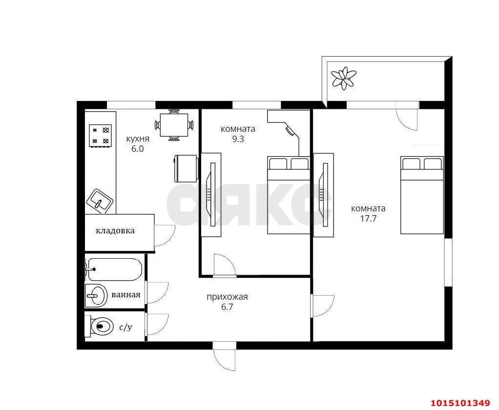 Фото №16: 2-комнатная квартира 47 м² - Краснодар, Прикубанский внутригородской округ, мкр. Фестивальный, ул. Яна Полуяна, 24