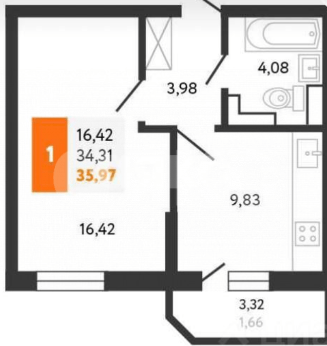 Фото №11: 1-комнатная квартира 34 м² - Новороссийск, жилой комплекс Аврора 2, ул. Мысхакское шоссе, 59
