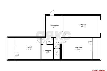 Фото №2: 2-комнатная квартира 74 м² - Краснодар, мкр. Молодёжный, ул. 3-я Целиноградская, 5