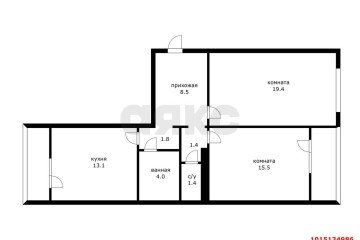 Фото №2: 2-комнатная квартира 74 м² - Краснодар, мкр. Молодёжный, ул. 3-я Целиноградская, 5