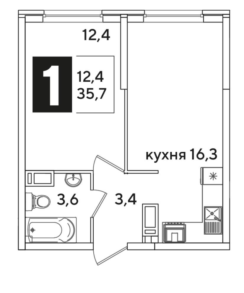 Фото №9: 1-комнатная квартира 35 м² - Краснодар, Прикубанский внутригородской округ, мкр. жилой комплекс Самолёт-3, ул. Ивана Беличенко, 87