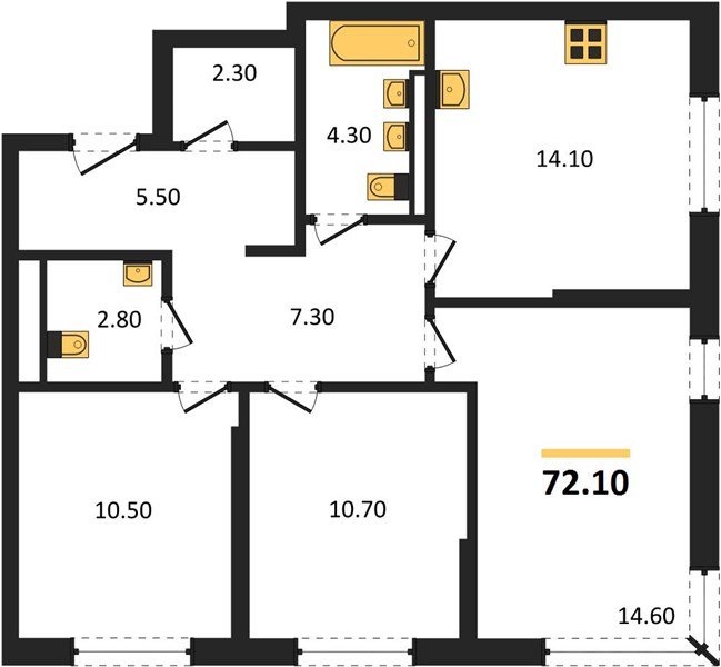Фото №1: 3-комнатная квартира 72 м² - Краснодар, Прикубанский внутригородской округ, квартал Самолёт, мкр. жилой комплекс Самолёт-7