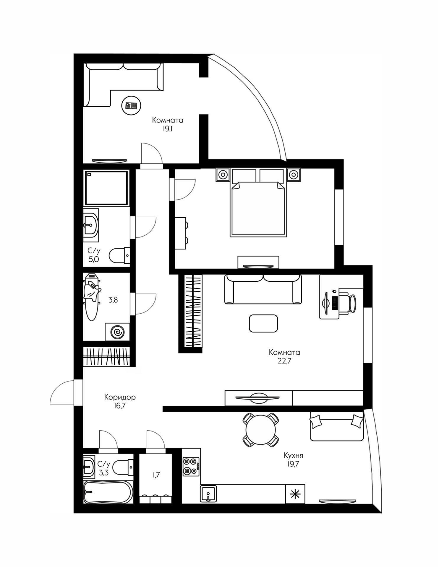Фото №19: 3-комнатная квартира 109 м² - Краснодар, жилой комплекс Европейский, Кожзавод, мкр. Западный внутригородской округ, ул. Кожевенная, 24