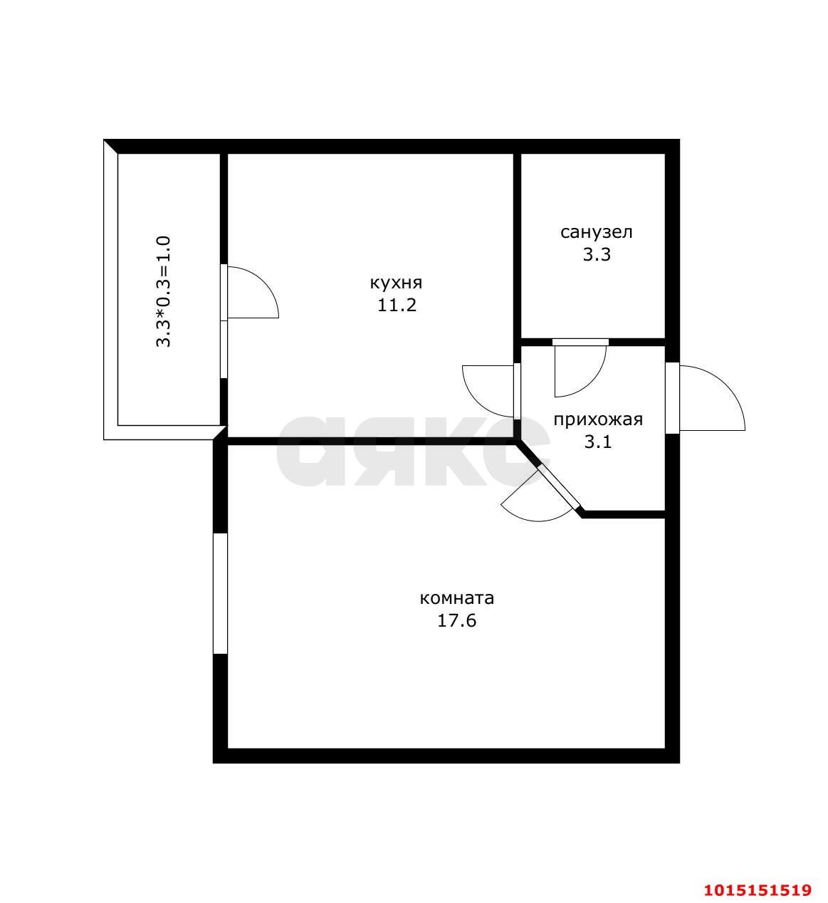 Фото №12: 1-комнатная квартира 35 м² - Новая Адыгея, жилой комплекс Мега, ул. Бжегокайская, 90/5к1