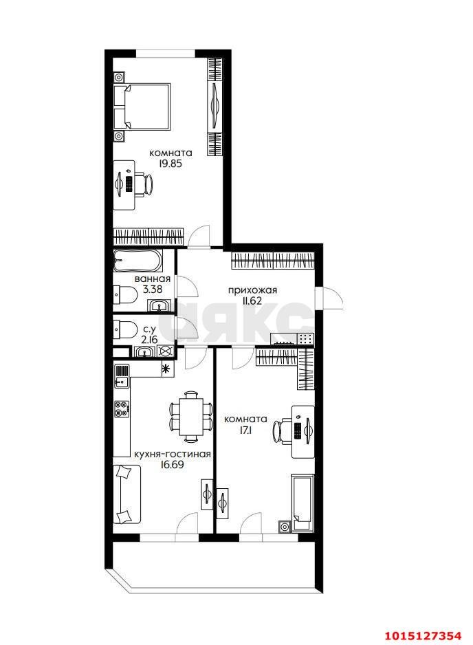 Фото №10: 2-комнатная квартира 69 м² - Краснодар, Табачная Фабрика, ул. Табачная, 1/1к1
