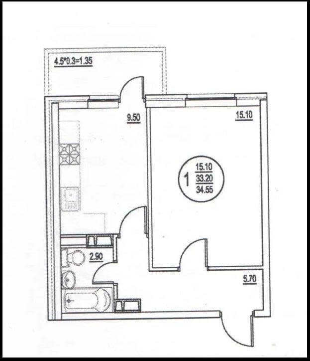 Фото №2: 1-комнатная квартира 37 м² - Краснодар, жилой комплекс Мозаика, Прикубанский внутригородской округ, ж/м имени Демьяна Бедного, ул. Степная, 1/1