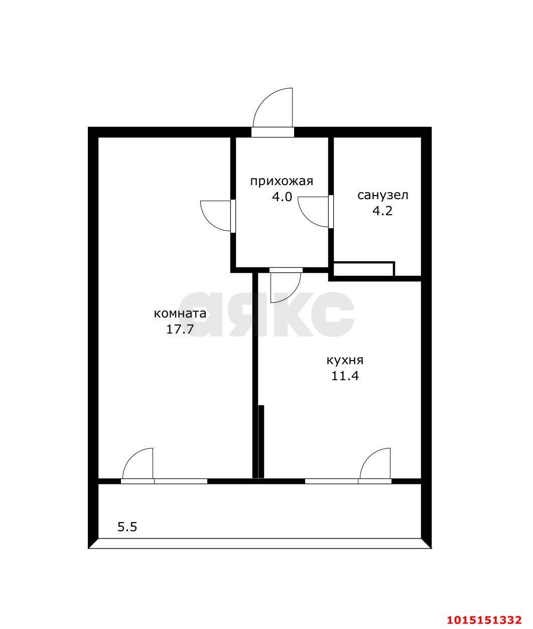 Фото №5: 1-комнатная квартира 40 м² - Краснодар, жилой комплекс Дыхание