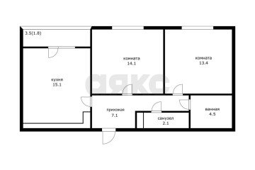 Фото №2: 2-комнатная квартира 58 м² - Краснодар, мкр. Центральный, 