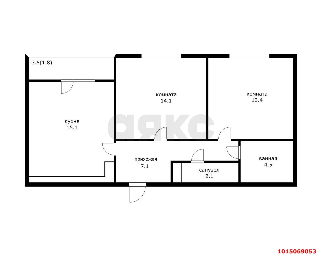 Фото №2: 2-комнатная квартира 58 м² - Краснодар, Центральный
