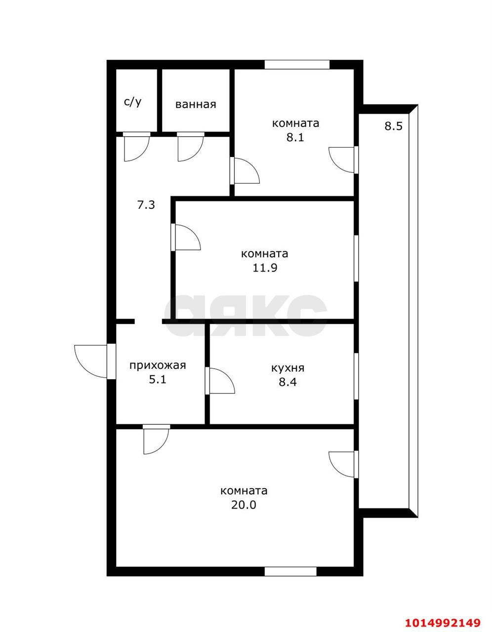 Фото №11: 3-комнатная квартира 77 м² - Краснодар, Комсомольский, ул. Уральская, 154/3