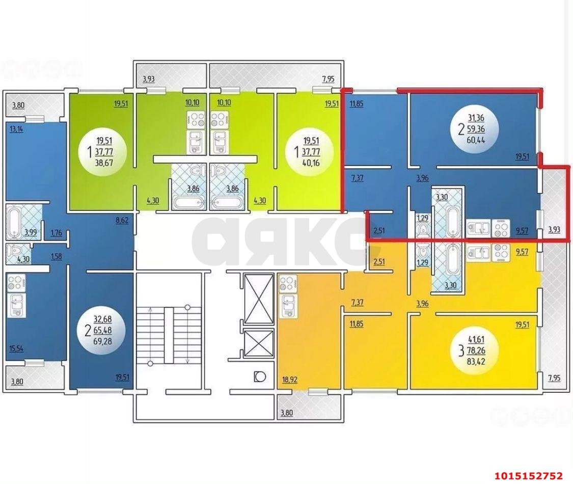 Фото №13: 2-комнатная квартира 65 м² - Краснодар, Московский, ул. Карякина, 19
