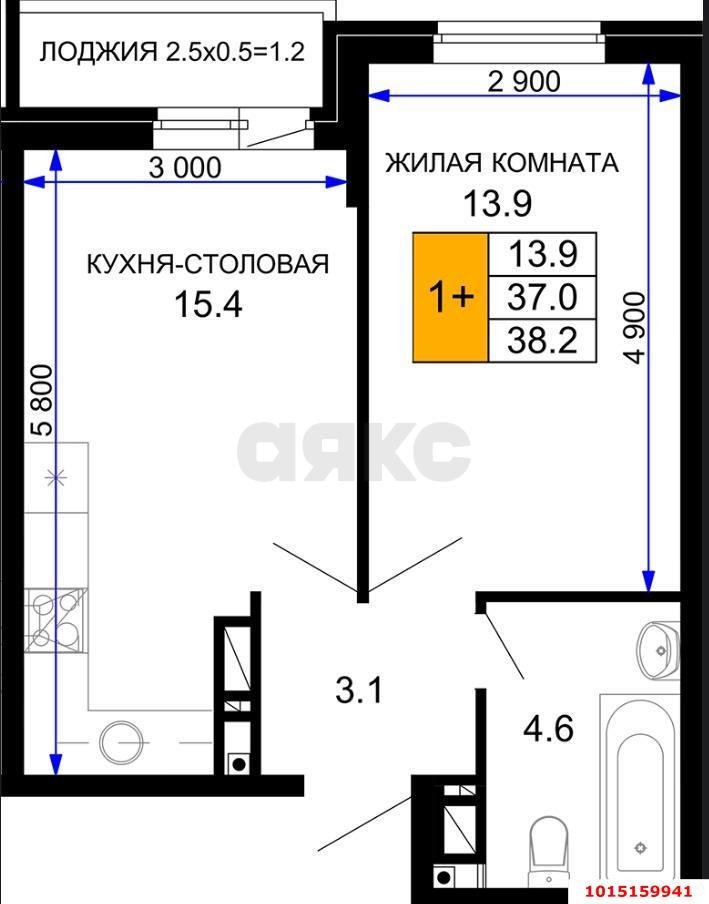 Фото №13: 1-комнатная квартира 40 м² - Краснодар, жилой комплекс Дыхание, ул. Лётчика Позднякова, 2
