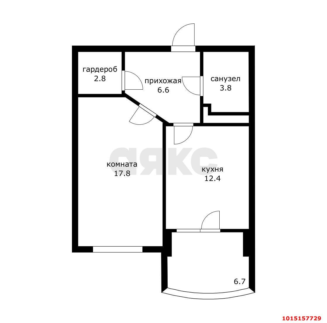 Фото №15: 1-комнатная квартира 43 м² - Краснодар, Догма Парк, ул. Марины Цветаевой, 3к1