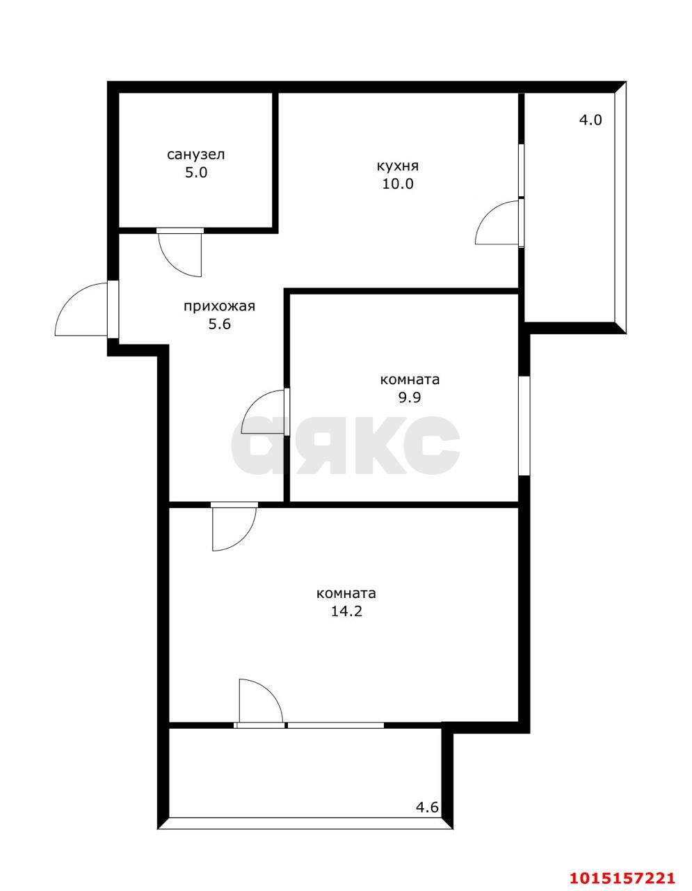 Фото №6: 2-комнатная квартира 49 м² - Краснодар, Музыкальный, ул. имени Мусоргского М.П., 1/4