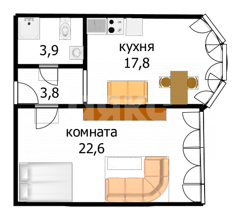 Фото №16: 1-комнатная квартира 48 м² - Анапа, Алексеевка, ул. Анапское шоссе, 1Г