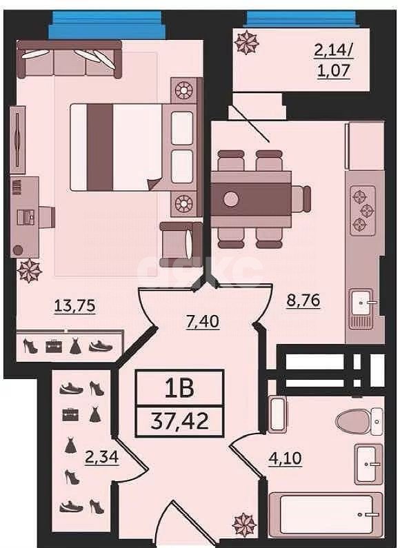 Фото №1: 1-комнатная квартира 37 м² - Ростов-на-Дону, Ворошиловский, пр-кт Михаила Нагибина, 40