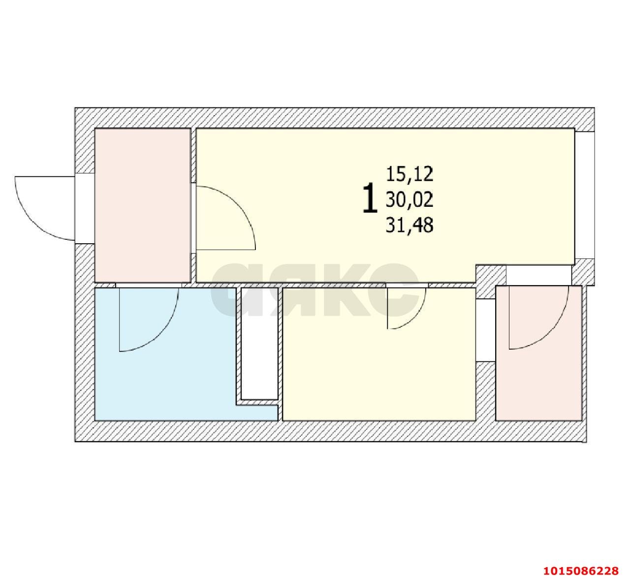 Фото №3: 1-комнатная квартира 30 м² - Краснодар, Солнечный, ул. Памяти Чернобыльцев, 1