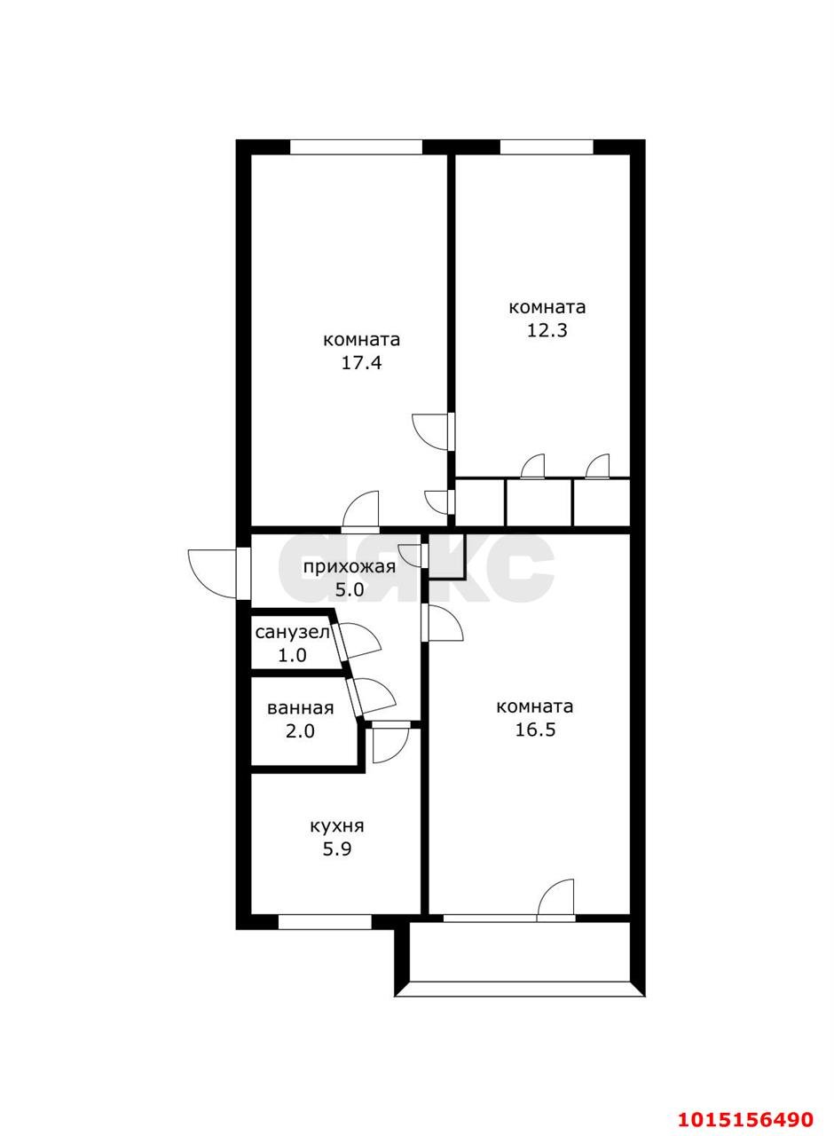 Фото №3: 3-комнатная квартира 65 м² - Краснодар, Славянский, ул. Темрюкская, 65