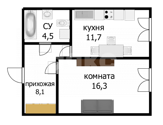 Фото №16: 1-комнатная квартира 40 м² - Анапа, 12-й, ул. Стахановская, 14