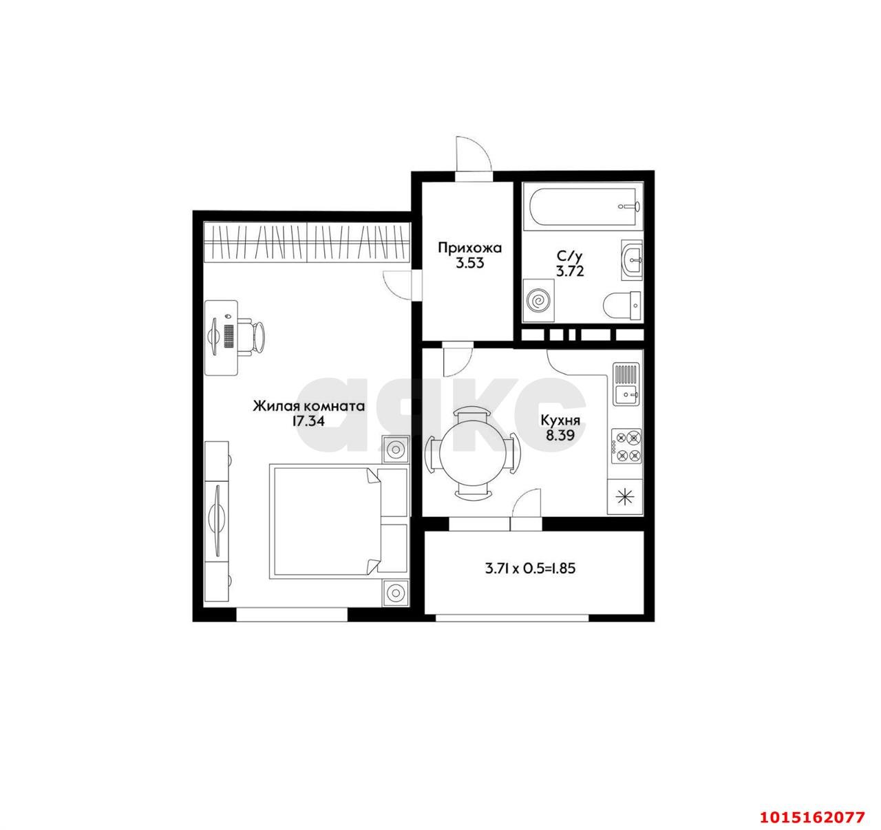 Фото №10: 1-комнатная квартира 37 м² - Краснодар, жилой комплекс Новелла, ул. Питерская, 40