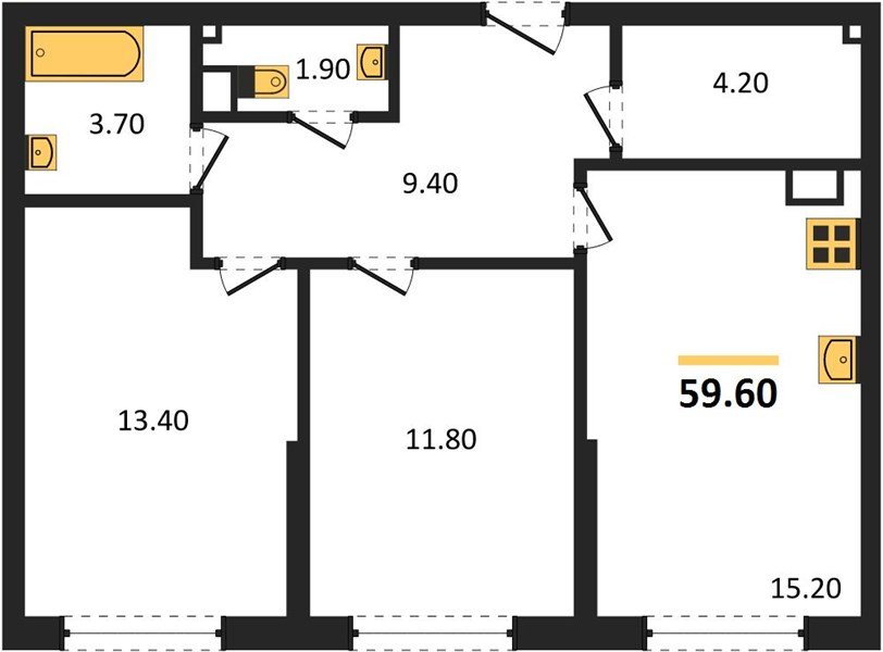 Фото №1: 2-комнатная квартира 59 м² - Краснодар, Прикубанский внутригородской округ, мкр. Догма Парк