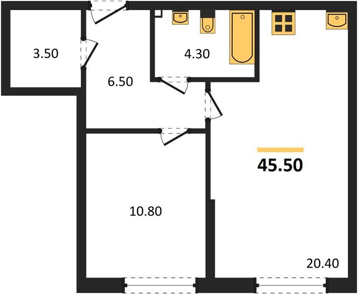 Фото №1: 1-комнатная квартира 45 м² - Краснодар, Прикубанский внутригородской округ, мкр. Догма Парк