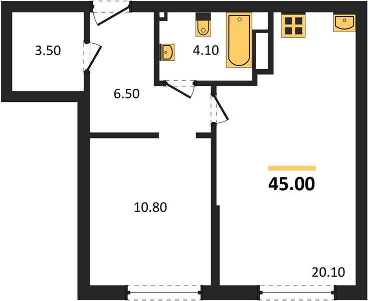 Фото №1: 1-комнатная квартира 45 м² - Краснодар, Прикубанский внутригородской округ, мкр. Догма Парк