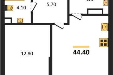 Фото №1: 1-комнатная квартира 44 м² - Краснодар, мкр. Догма Парк, 