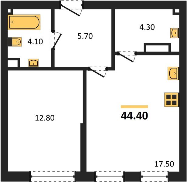 Фото №1: 1-комнатная квартира 44 м² - Краснодар, Прикубанский внутригородской округ, мкр. Догма Парк