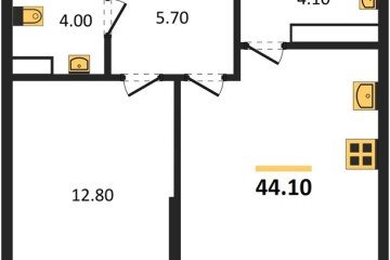 Фото №1: 1-комнатная квартира 44 м² - Краснодар, мкр. Догма Парк, 