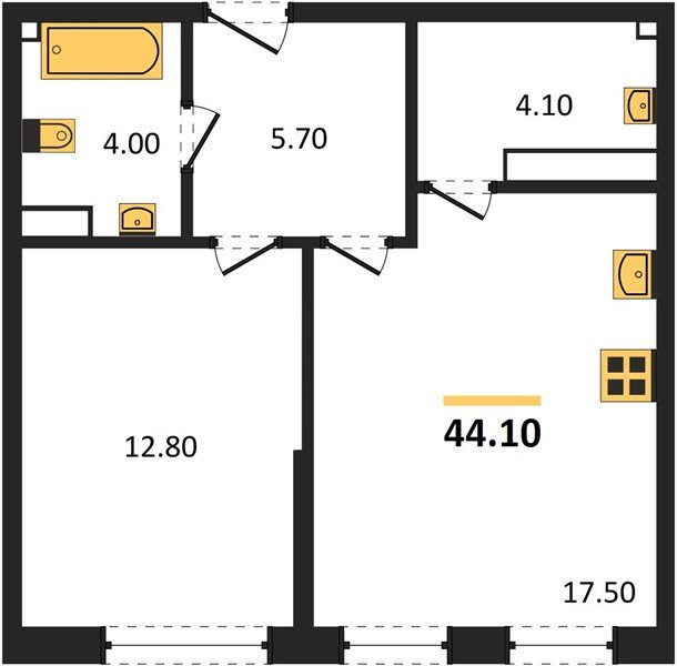Фото №1: 1-комнатная квартира 44 м² - Краснодар, Прикубанский внутригородской округ, мкр. Догма Парк