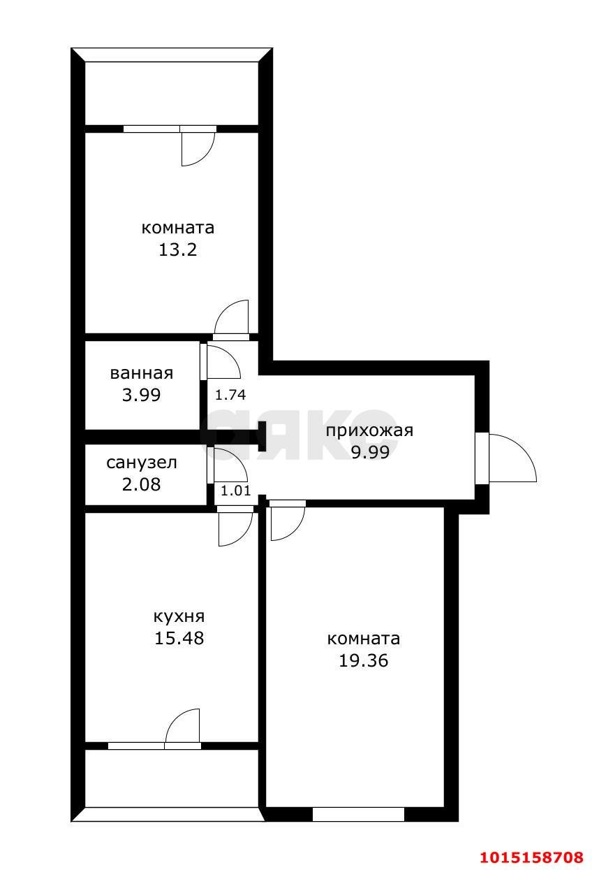 Фото №13: 2-комнатная квартира 67 м² - Краснодар, Краевая Клиническая Больница, ул. Восточно-Кругликовская, 67