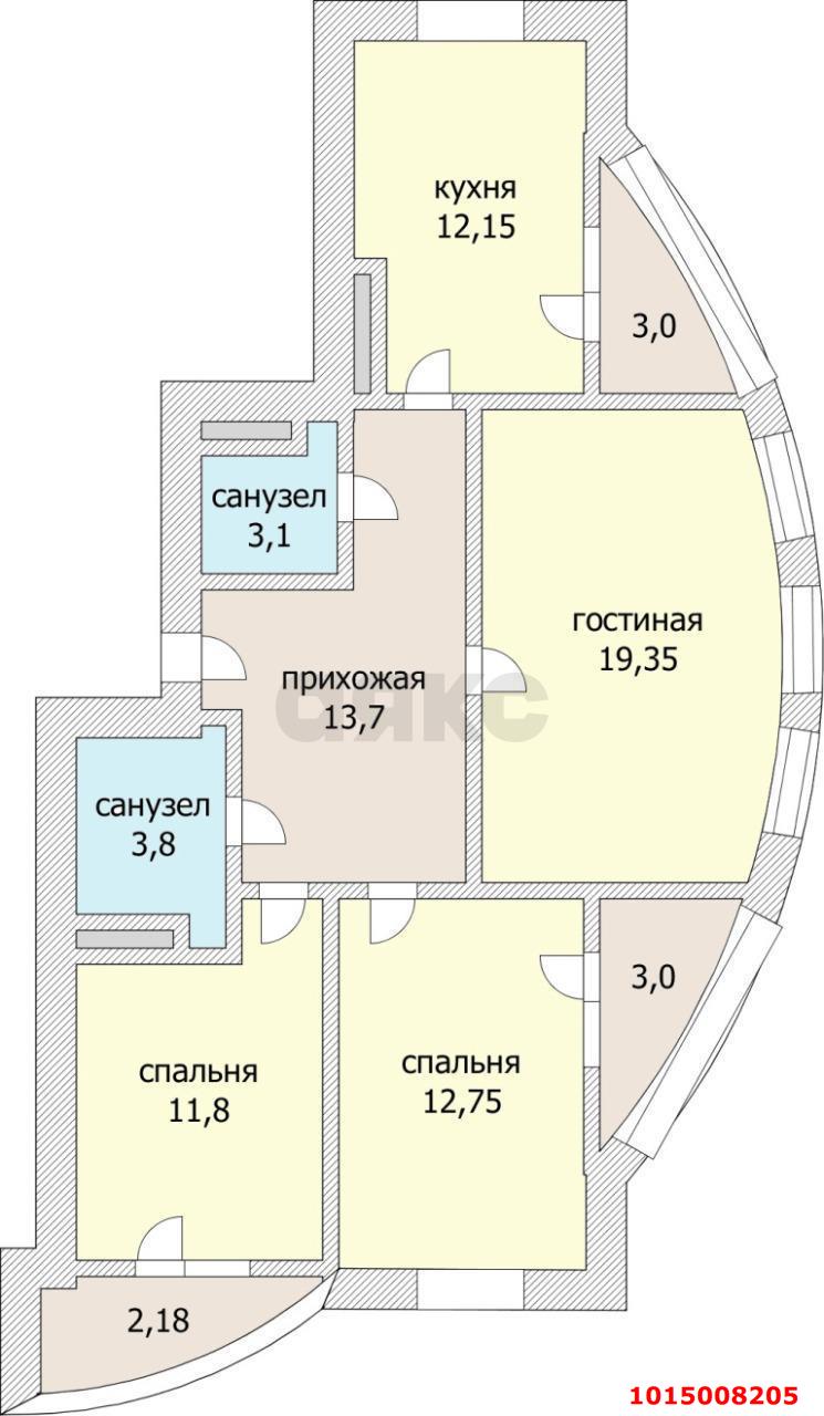 Фото №5: 3-комнатная квартира 85 м² - Краснодар, имени Петра Метальникова, ул. Тополиная, 40/1