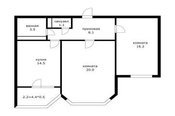 Фото №3: 2-комнатная квартира 62 м² - Краснодар, мкр. Фестивальный, ул. Яна Полуяна, 47