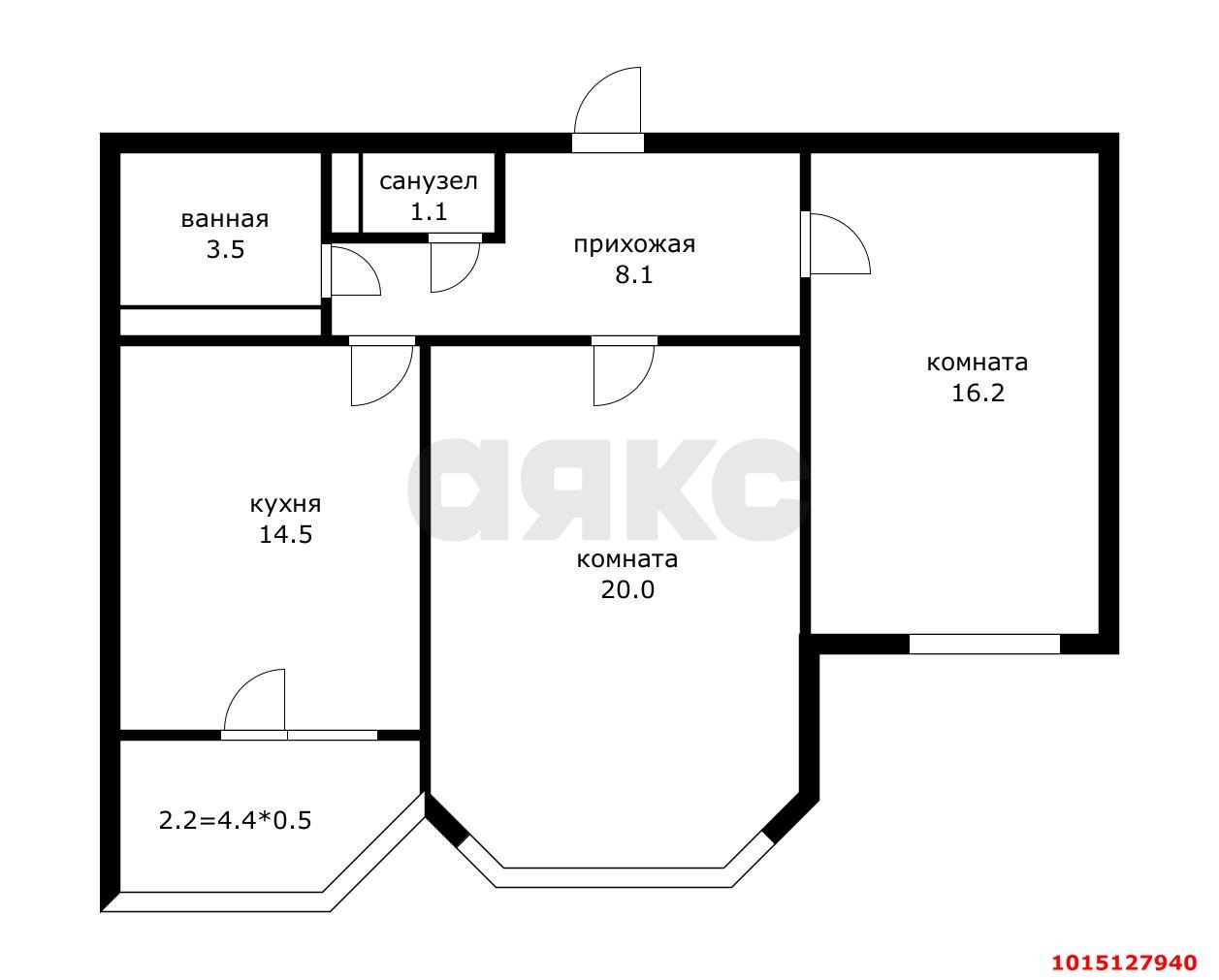 Фото №3: 2-комнатная квартира 67 м² - Краснодар, Прикубанский внутригородской округ, Солнечный, мкр. Фестивальный, ул. Яна Полуяна, 47