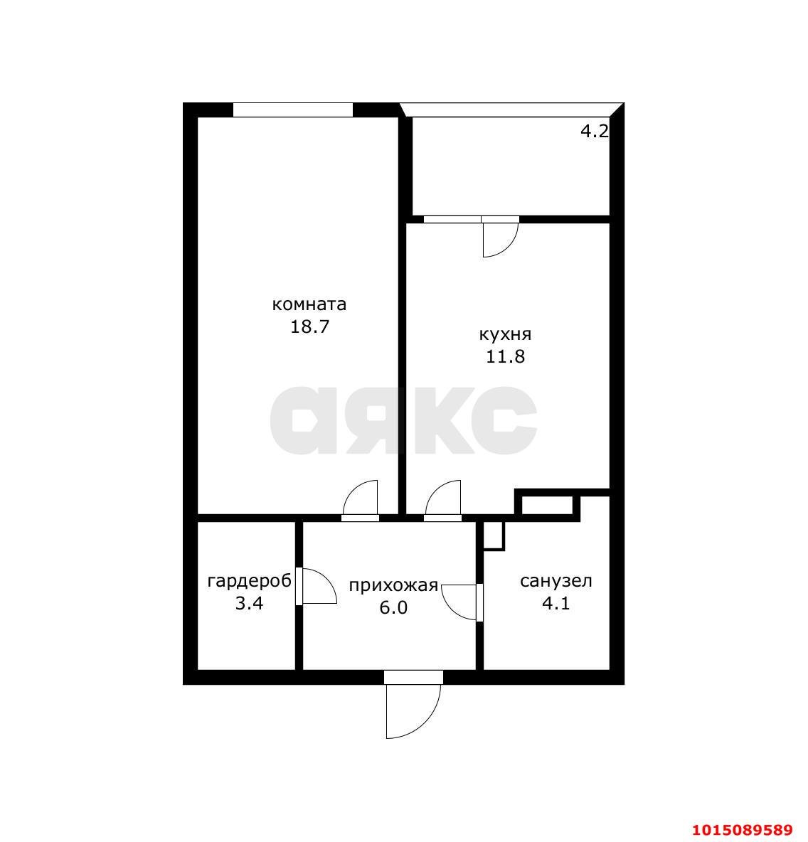 Фото №4: 1-комнатная квартира 44 м² - Краснодар, ЖК Губернский, ул. имени Героя Георгия Бочарникова, 12/2