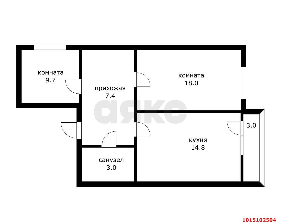 Фото №7: 2-комнатная квартира 55 м² - Краснодар, Завод Радиоизмерительных Приборов, Прикубанский внутригородской округ, мкр. Музыкальный, ул. имени И.И. Дунаевского, 23А