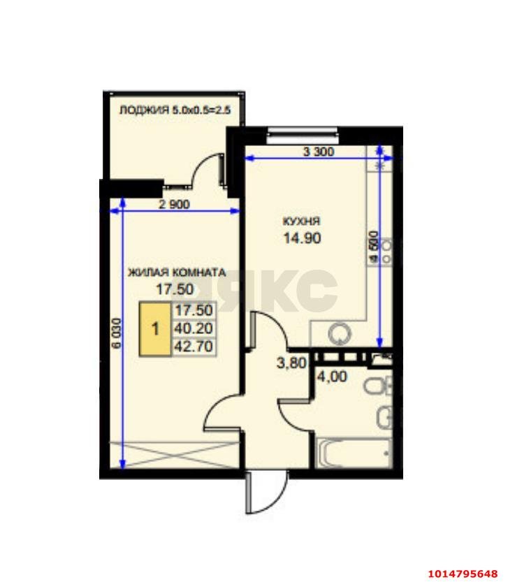 Фото №4: 1-комнатная квартира 43 м² - Южный, жилой комплекс История-2, ул. Екатерининская, 3к2