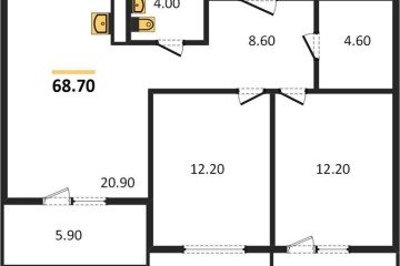Фото №1: 2-комнатная квартира 68 м² - Краснодар, мкр. Прикубанский внутригородской округ, ул. Конгрессная, 43