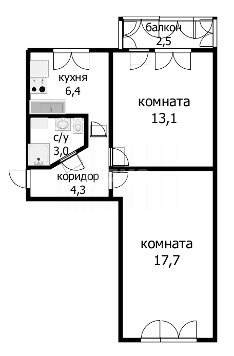 Фото №22: 2-комнатная квартира 44 м² - Анапа, 12-й, 20