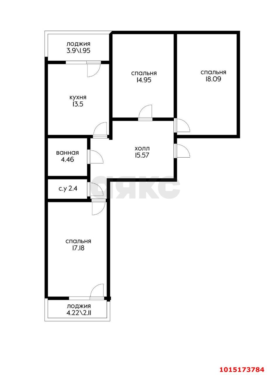 Фото №20: 3-комнатная квартира 95 м² - Краснодар, жилой комплекс Поющие Фонтаны, ул. имени Невкипелого, 18к2