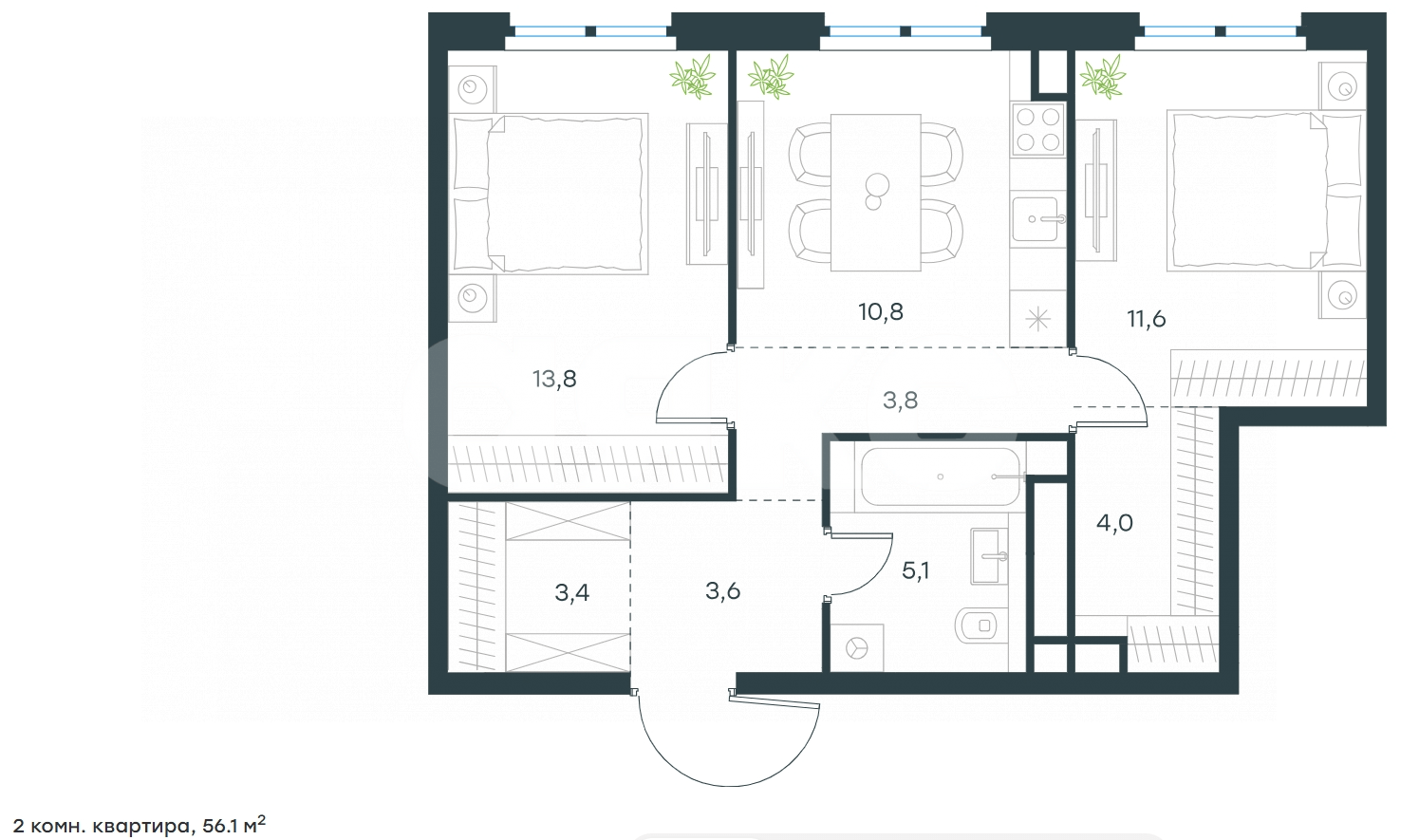 Фото №14: 2-комнатная квартира 56 м² - Москва, Нижегородский, ул. Перовское шоссе, 1с3