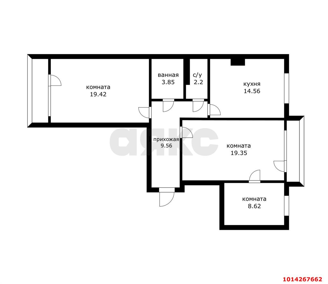 Фото №14: 3-комнатная квартира 77 м² - Краснодар, Краевая Клиническая Больница, ул. Черкасская, 43