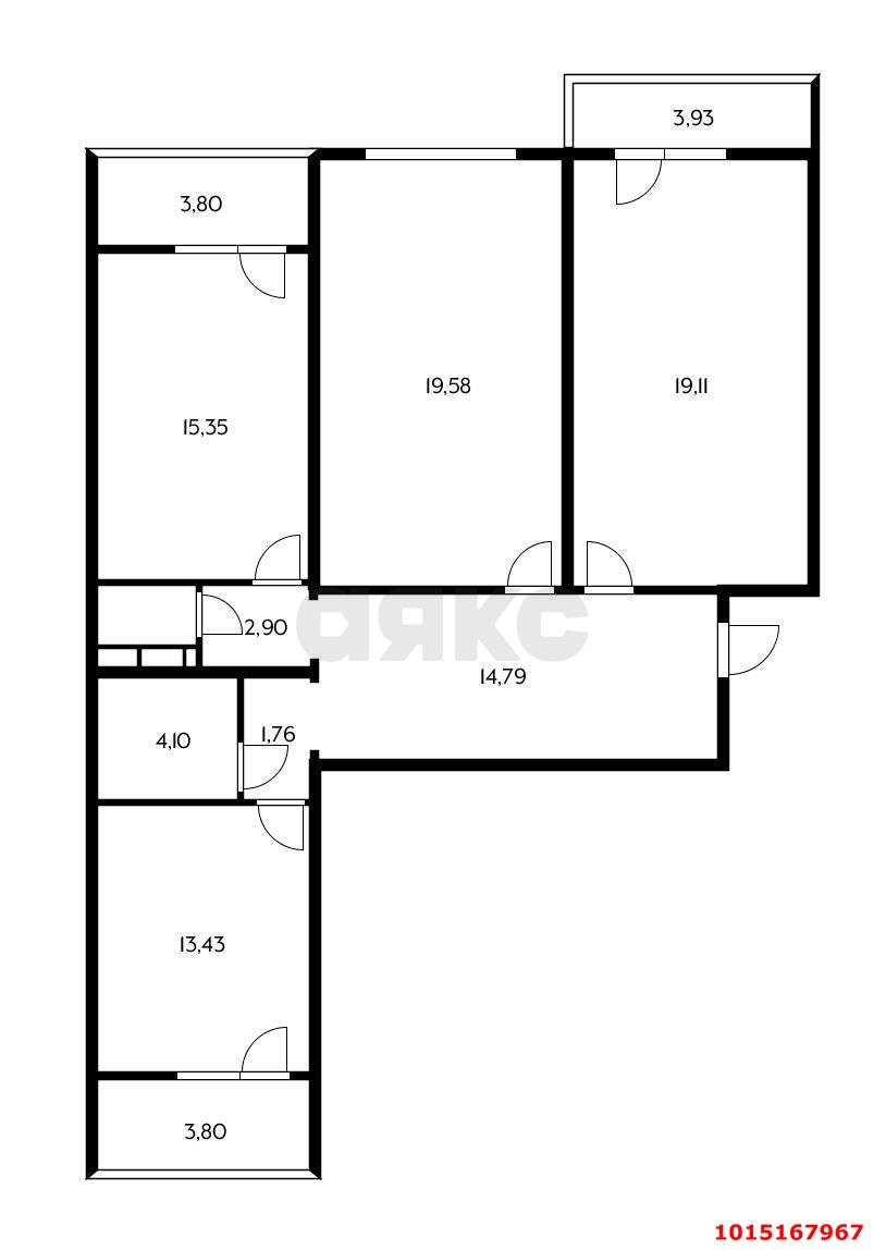 Фото №16: 3-комнатная квартира 100 м² - Краснодар, Западный внутригородской округ, мкр. Юбилейный, ул. Рождественская набережная, 51