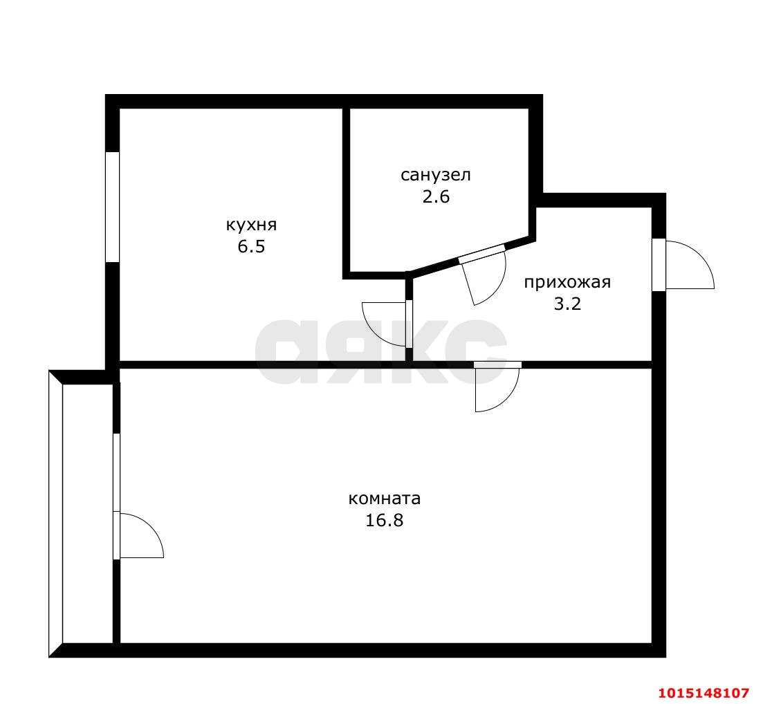 Фото №8: 1-комнатная квартира 33 м² - Краснодар, Черёмушки, ул. Стасова, 145